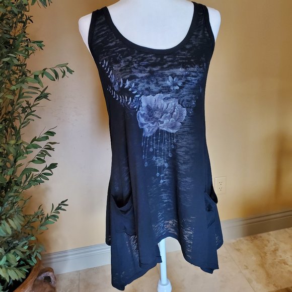 Papaya Floral Tunic Tank Burnout - Picture 1 of 8